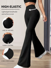 Load image into Gallery viewer, Women's spring and summer high waisted tight fitting flared pants, slim leg long black pants, thin wide leg pants for slim women