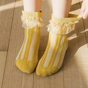 Spring Girls Frilly Lace Socks - Baby Tutu Cotton Princess Dance Socken