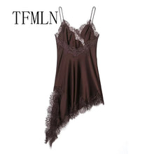 Load image into Gallery viewer, Women Sexy Irregular Lace Dress Fashion V Neck Hem Suspender Long Dresses 2025 New Fashion Party Vestidos