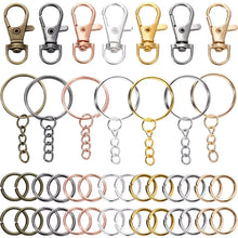 Load image into Gallery viewer, 70Pcs/Set Swivel Snap Hook and Key Rings with Chain Jump Rings Connectors for DIY Keychain Lanyard Jewelry Making Supplies