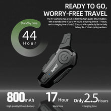 Load image into Gallery viewer, 1/2 X1 Bluetooth Motorcycle Helmet Intercom Headset For 2 Rider 1000M intercomunicador Moto Interphone Wireless Handsfree Call