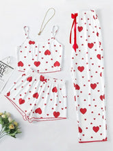 Load image into Gallery viewer, Women Sleepwear Autumn Winter Pajamas Sets Heart Print Sleeveless Cami Vest with Long Pants Trouser Set Sexy Lingerie Pyjamas