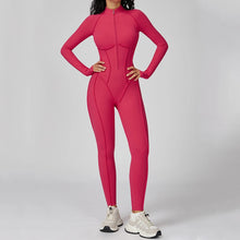 Load image into Gallery viewer, Yoga Bodysuit Long Sleeved Women's Tracksuits Gym Zipper Jumpsuits Sports Workout High-intensity Fitness One-piece Tights Suit