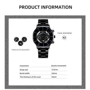 Men's Stainless Steel Quartz Calendar Wristwatch Luxury Business Casual Leather Watch