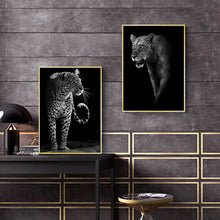 Load image into Gallery viewer, Black and White Animal Poster Lion Elephant Canvas Painting for Living Room Decor