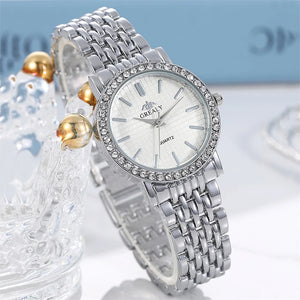 Exquisite Women's Quartz Watch Rhinestone Round Business Casual Fashion Gift