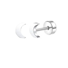 Load image into Gallery viewer, 2PCS/Set Stainless Steel Heart Moon Earbone Stud Screw Ball Stud Earrings for Women Fashion Ear Tragus Cartilage Body Piercing