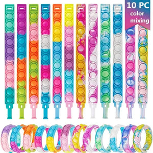 10Pcs Silicone Bubble Bracelets: Stress Relief Toy - Colorful Anti-Stress Band