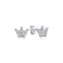 Load image into Gallery viewer, Original 925 Sterling Silver Earrings 2025 Stud Hoop Crystal Earings For Women Rose Gold Crown Heart Infinity Bee Earing Jewelry