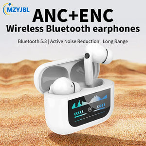 MZYJBL ANC Wireless Earbuds with Smart Screen, Bluetooth, Noise Cancelling, Mic