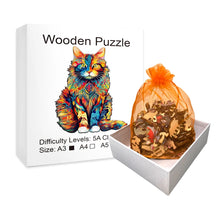 Load image into Gallery viewer, Colourful Cat Wooden Puzzle Irregular Animal Shaped Wooden Puzzle Puzzle Toy Birthday Gift