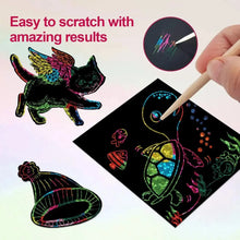Load image into Gallery viewer, 100Pcs Dazzling Scratch Painting - Interactive Note Cards for Parent-Child Art Projects