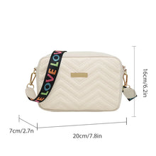 Load image into Gallery viewer, Rilibegan Embroidered Camera Bag PU Small Square Shoulder Bag with Printed Strap