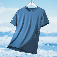 Load image into Gallery viewer, Running T-shirt Men Summer Ice Silk Thin Top Reflective Printing Quick Dry Short Sleeve Breathable Fitness Sports T-shirt 5XL