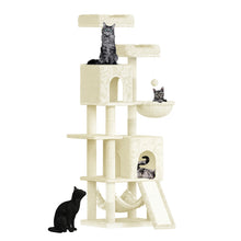 Load image into Gallery viewer, 158cm Multi-Level Cat Tree with Scratching Board &amp; Post - Stable Cat Tower with Perch, Large Pet Playhouse