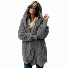 Load image into Gallery viewer, 12 Colors Fleece Sweatshirt Long Cardigans Autumn Winter Female Long Sleeve Double Side Wear Flurry Loose Hoodie Coats Outwear
