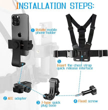 Load image into Gallery viewer, Adjustable Phone Clip Holder with Chest Strap for Sport Camera Mobile Phone Black