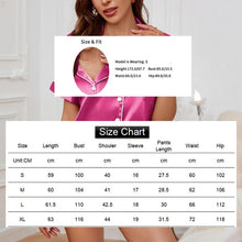 Load image into Gallery viewer, Luxurious Satin Pajama for Women Sleepwear Summer Short Sleeve Tops with Button-Up Lapel Collar &amp; Shorts Pyjama Femme Lounge Set