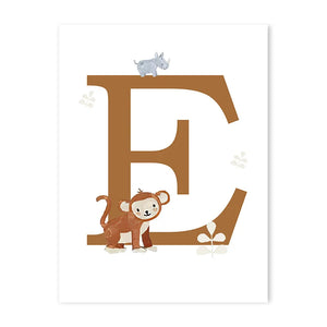 Customized Baby Name Poster Jungle Animals Lion Zebra Elephant Canvas Painting Kis Bedroom Wall Art Print Pictures Nursery Decor