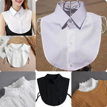 Load image into Gallery viewer, Women's Solid Colour Black White Vertical Small Flip Collar Versatile Shirt Jumper Jumper Fashion Lace False Collar Four Seasons