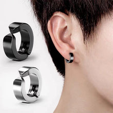 Load image into Gallery viewer, 2 Pcs Classic Korean Punk Stainless Steel Ear Clip Earrings for Men Women Black No Pierced Fake Ear Circle New Pop Jewelry