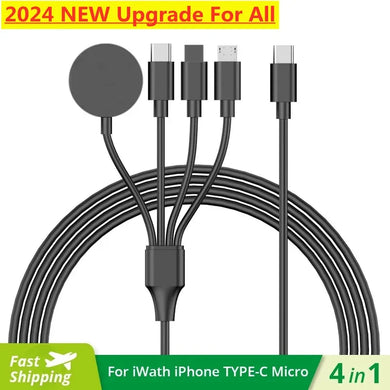 4 in 1 USB Type C PD Charging Cable for iPhone Android Fast Watch Magnetic Charger