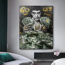 Load image into Gallery viewer, Scarface Tony Montana Motivational Money Quote Canvas Wall Art – Home &amp; Office Décor