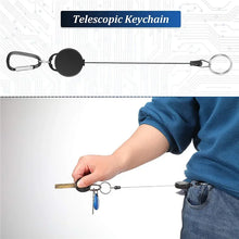 Load image into Gallery viewer, Retractable Keychain Badge Reel Holder Clips Easy-To-Pull Buckle Rope Elastic Keychain for Keychain for Camping Outdoor Key Ring