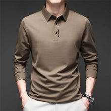 Load image into Gallery viewer, New Men's Business Casual Long Sleeved Shirt with Badge Solid Color Polo Shirt Fashionable Breathable Comfortable Versatile Top