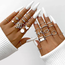 Load image into Gallery viewer, 58PCS Vintage Heart Snake Butterfly Rings Set for Women Fashion Metal Gold Plated Geometric Hollow Finger Ring Jewelry Gifts New