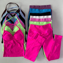 Load image into Gallery viewer, No Logo Seamless Gym Set Women Tank Tops High Waist Scrunch Yoga Leggings Fitness Clothes Workout Sets Gym Suit Activewear