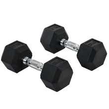 Load image into Gallery viewer, HOMCOM Rubber Dumbbell Sports Hex Weights Sets Home Gym Fitness Hexagonal Dumbbells Kit Weight Lifting Exercise (2 x 8kg)