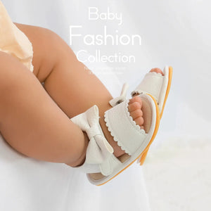 Meckior Summer Baby Sandals Anti-Slip Toddler Flats Bow Crib Shoes