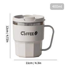 Load image into Gallery viewer, WORTHBUY Coffee Mug With Lid&amp;Handle 304 Stainless Steel Tea Milk Coffee Cup Double Wall Insulated Anti Scalding Drinking Cup