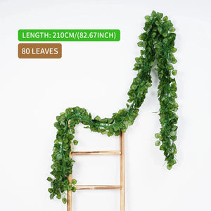 2.1M Green Ivy Leaf Hanging Vine Artificial Garland – Silk Wall Plant Home Garden Decoration Wedding Party DIY Fake Wreath Leaves