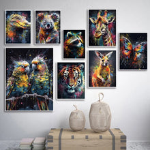 Load image into Gallery viewer, Classic Abstract Wildlife Wall Art - Watercolor Shark, Lion, Tiger - Canvas Poster &amp; Print