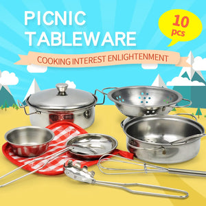 Mini Stainless Steel Play Kitchen Set | Xmas Gift | Kids Pretend Chef Toys (68 Characters)