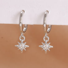 Load image into Gallery viewer, Luxury Stainless Steel Star Dangle Earrings For Women Sparkling Zircons Geometric Ear Piercing Earring Fashion Jewelry aretes