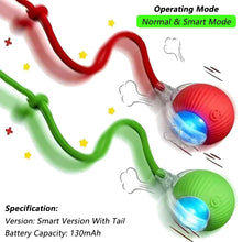 Load image into Gallery viewer, Dog Cat Interactive Ball Toy Automatic Rolling Ball Faux Tail Rechargeable Smart Pet Electric Toy Dog Cat Training Imitate Mouse