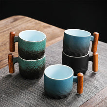 Load image into Gallery viewer, Creative Handmade Exquisite Coffee Cup Vintage Coffee Cup With Wooden Handle Mug Cups Mugs Drinkware Kitchen Dining Bar Home