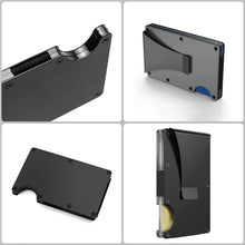 Load image into Gallery viewer, Minimalist Slim RFID Blocking Wallet For Men - Light Weight, Durable &amp; Compact- Aluminum Wallet With Money Clip (Black）