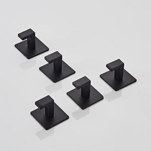 Self-Adhesive Black Wall Hooks: Key, Clothes, and Towel Organizer Set