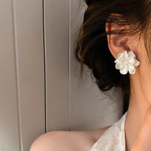 Load image into Gallery viewer, Acrylic White Camellia Flowers Stud Earrings for Women Fashion Temperament Fairycore Earring Party Wedding Jewelry Wholesale