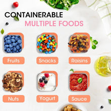 Load image into Gallery viewer, 4Pcs 2/6oz Snack Container Stainless Steel Salad Box with Silicone Lids Leakproof Portable Stackable Dressing Food Storage Box