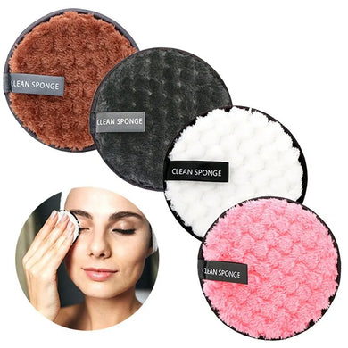 4PCS Washable Makeup Remover Pads - Microfiber Cotton, Reusable Cleaning Sponge Tool