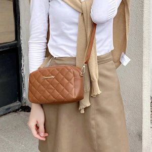 Women's Small Shoulder Bag PU Leather Crossbody Messenger Handbag Wide Strap Purse