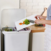 Load image into Gallery viewer, Voltsify 38L Double Compartment Trash Can with 4 Casters, White 2-Tier Design Waste Bin for Kitchen, 42x28.2x73cm
