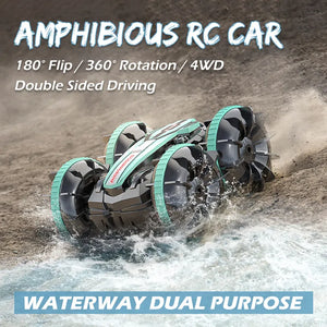 Amphibious RC Stunt Car - Double-Sided Flip, All-Terrain Drift, Outdoor Toy for Boys