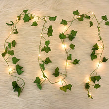 Load image into Gallery viewer, 2/5/10M Silk Leaves Fake Creeper Green Leaf Ivy Vine LED String Lights for Home Wedding Hanging Garland Artificial Plants Decor