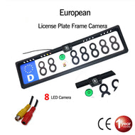 2026 Exceptional EU European License Plate Frame Camera - Waterproof Night Vision for Car Rear View & Reverse Backup with 8 LED